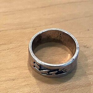 Hopi George Phillips GP Ring Indian Signed Overlay Sterling Silver Vintage